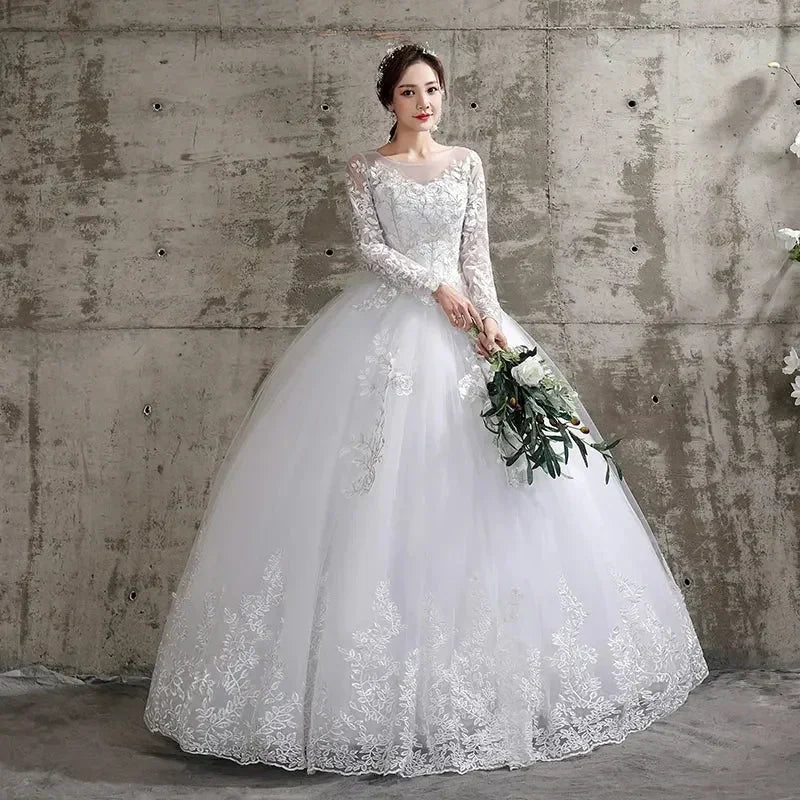 Custom Luxury Wedding Dress - Long Sleeve Ball Gown Plus Size | Femstylo