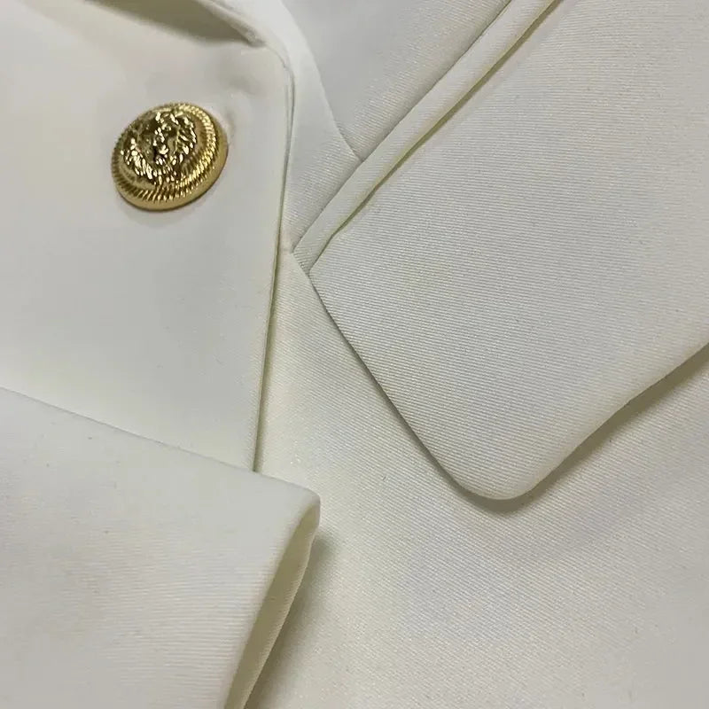 TOP QUALITY New Fashion 2024 Designer Jacket Women's Classic Double Breasted Metal Lion Buttons Blazer Outer Size S-5XL