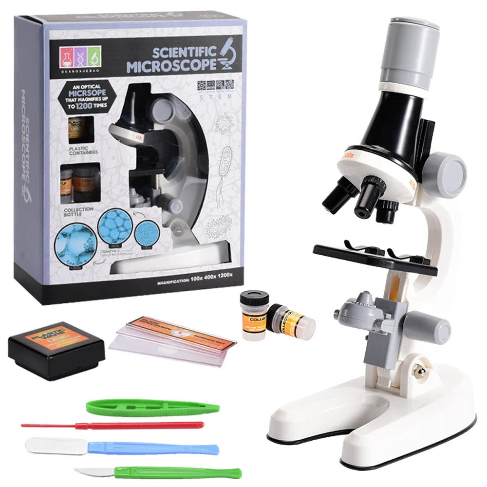 Kids Biology Microscope Kit with LED – 1200x Zoom for School Science Experiments
