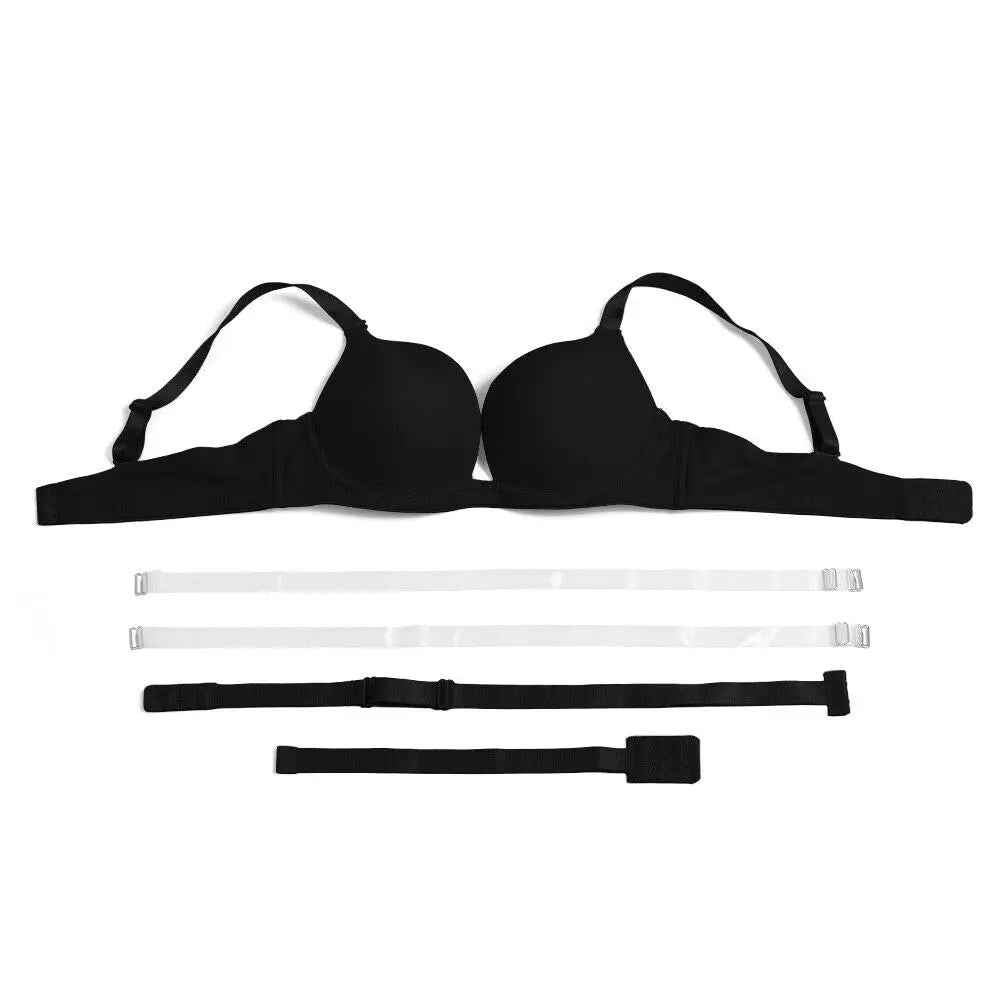 Vgplay Sexy Bra New Red Push Up Lingerie Convertible Straps Solid Plunge Underwear Transparent Straps Brassiere