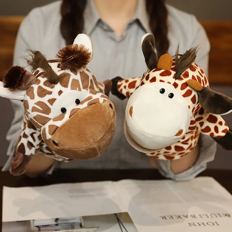 Plush Animal Hand Puppets, Dinosaur Lion Giraffe Tiger Rabbit Dog Duck Frog Gift Toy