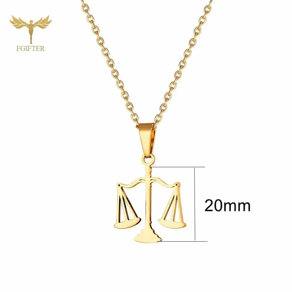 Scale Pendant Necklace Earring Set Stainless Steel Accessories Western Goddess of Justice Scale Symbol of Fairness Woman Jewelry