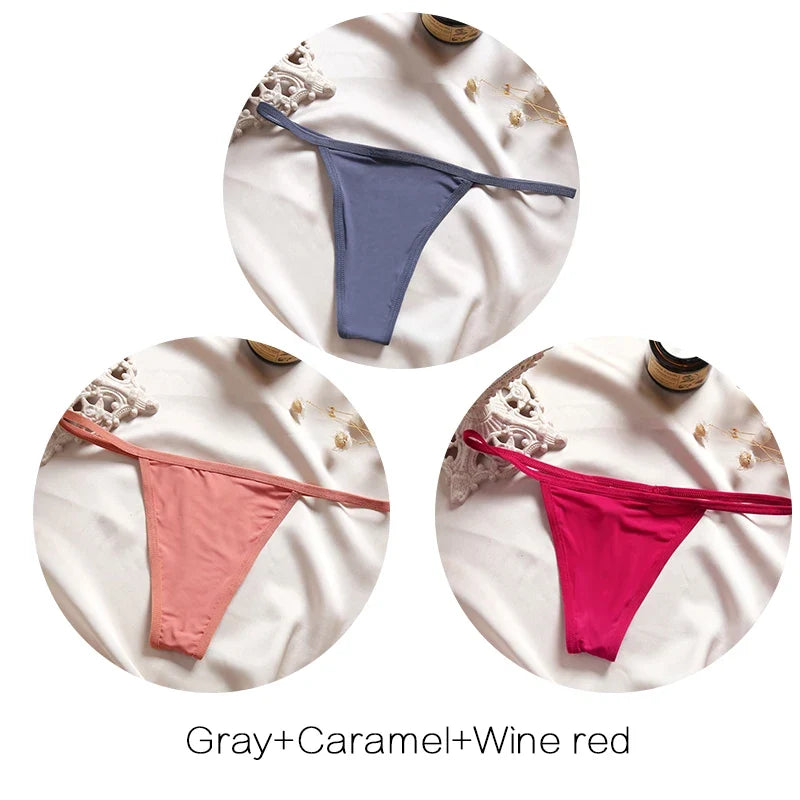 FINETOO 3Pcs/set Sexy Low-rise Thongs Women Bikini Panties T-back Underpants M-XL Female G-String Panty Ladies Thong Lingerie