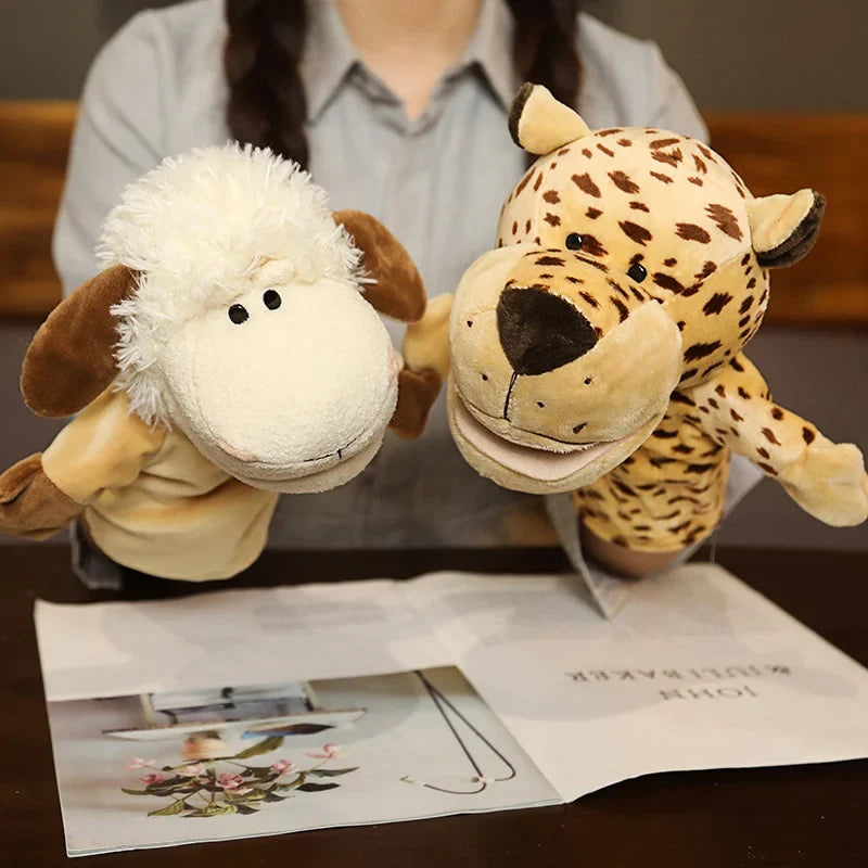 Plush Animal Hand Puppets, Dinosaur Lion Giraffe Tiger Rabbit Dog Duck Frog Gift Toy