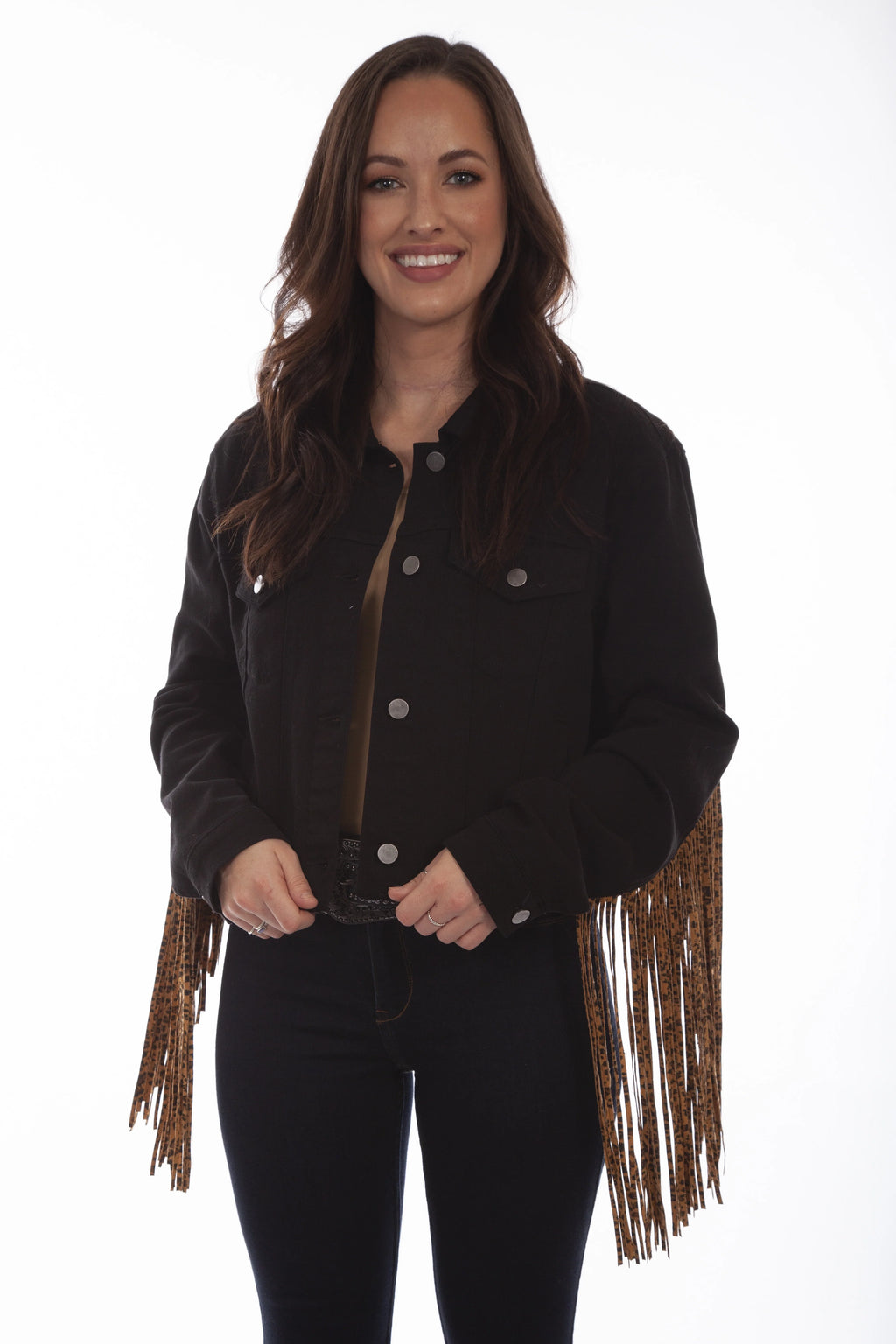 Honey Creek Leopard Fringe - Women's Jean Jacket