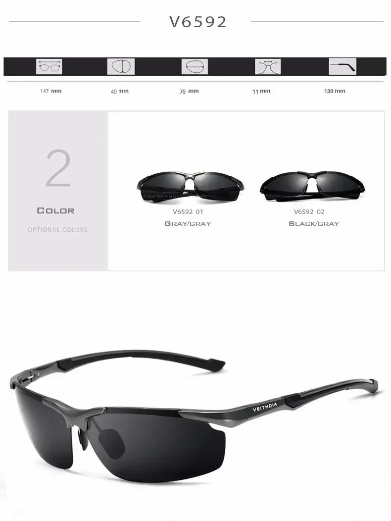 VEITHDIA Brand Designer Men's Sunglasses Aluminum Magnesium Polarized UV400 Sun Glasses Cycling Sports Male Outdoor Eyewear 6592