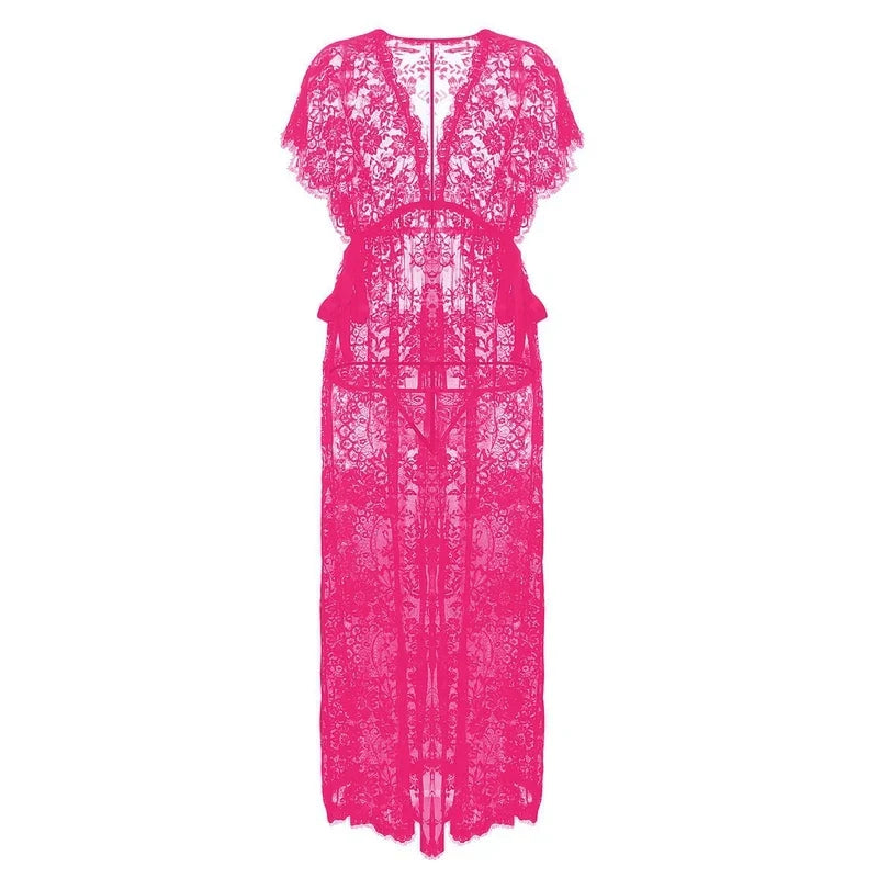 Women's Underwear Gowns Night Dress Lace Robe Wedding Gowns Women's Sleepwear Sexy Robe Floral Nightgown Long