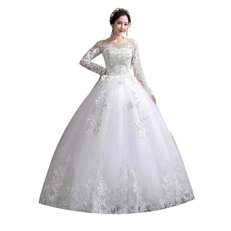 Custom Luxury Wedding Dress - Long Sleeve Ball Gown Plus Size | Femstylo