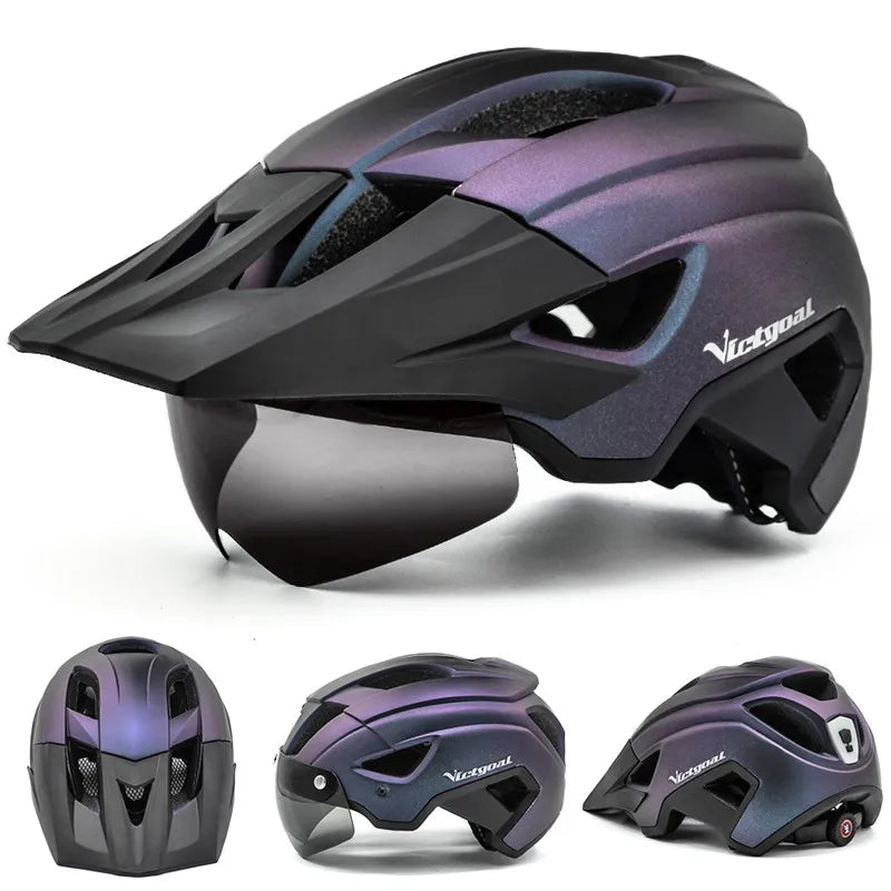 LED Bike Helmet with Visor and Sunglasses