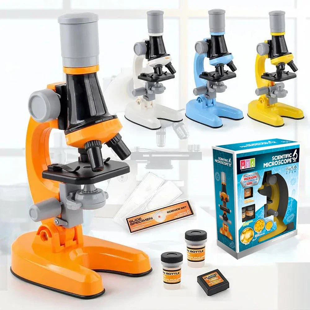 Kids Biology Microscope Kit with LED – 1200x Zoom for School Science Experiments