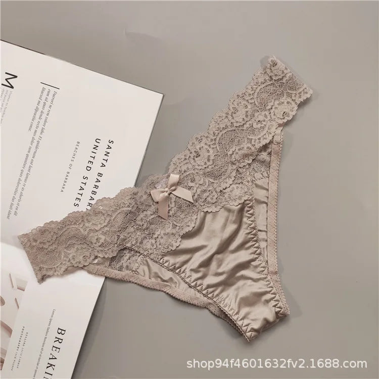 Underwear Women Sexy Lace Thong Pants Female Hollow Out Panties Low Waist Fashion Underpants New Ladies Bow Underwear Shorts