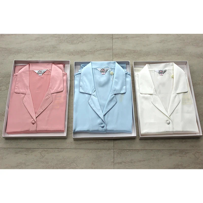 New 100% Natural silk sexy lingerie satin silk pajamas for women pyjamas women sleepwear pajama set night suit nightwear pijama