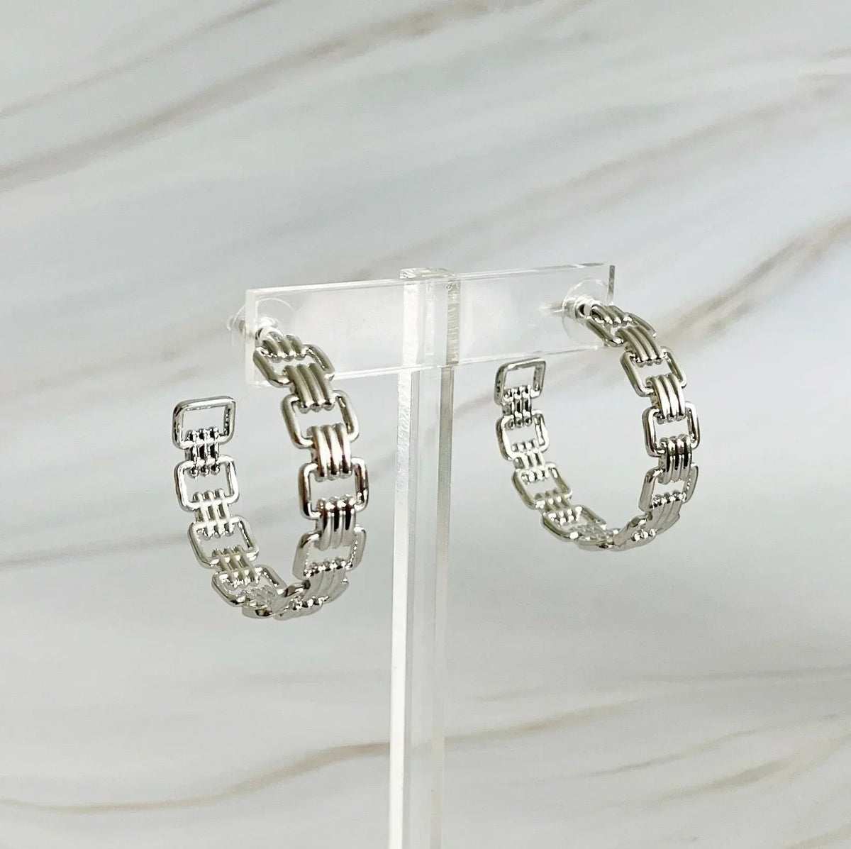 Linked Golden Hoop Earrings