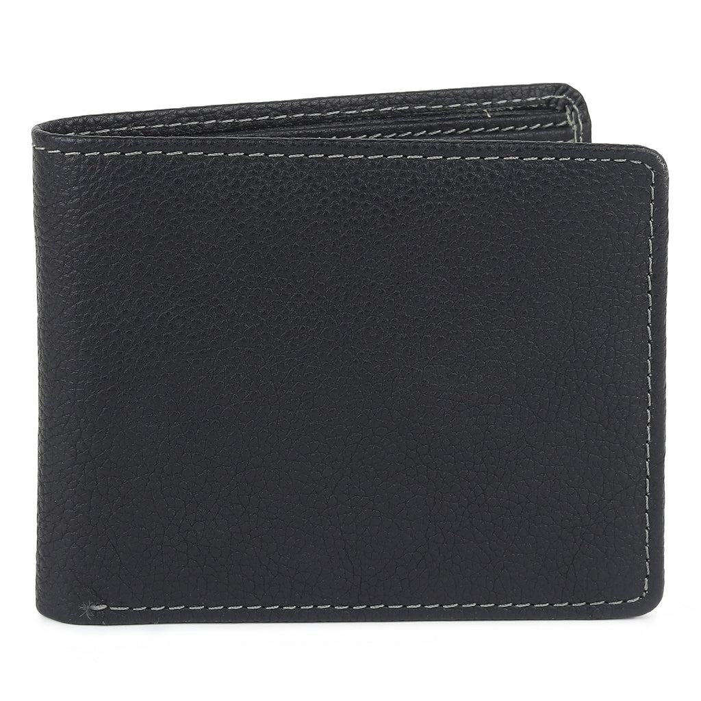 Black Textured Leather Mens Wallet