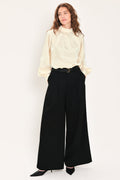 CITY CINCH BLACK/BROWN BELTED WIDE-LEG PANTS