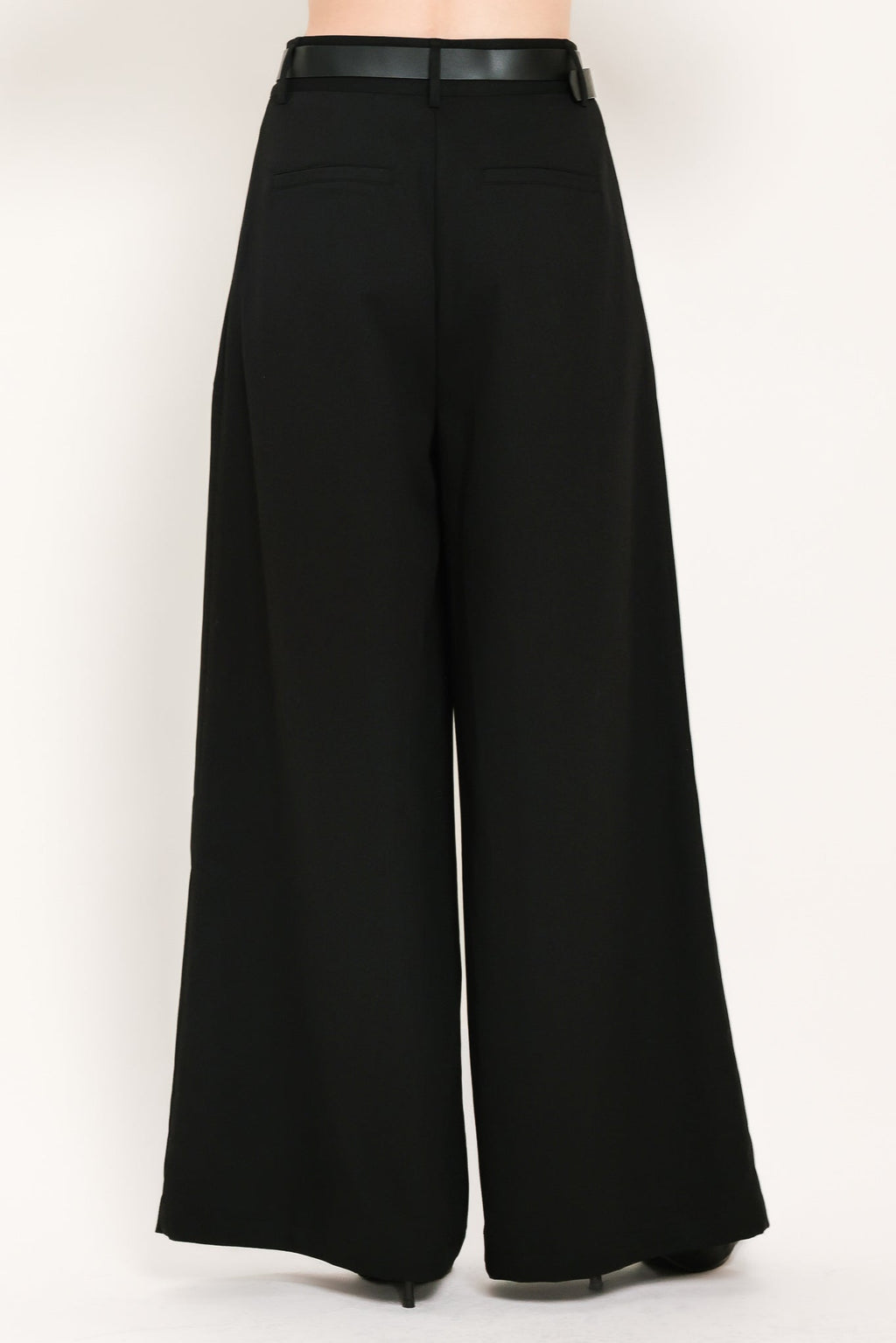 CITY CINCH BLACK/BROWN BELTED WIDE-LEG PANTS