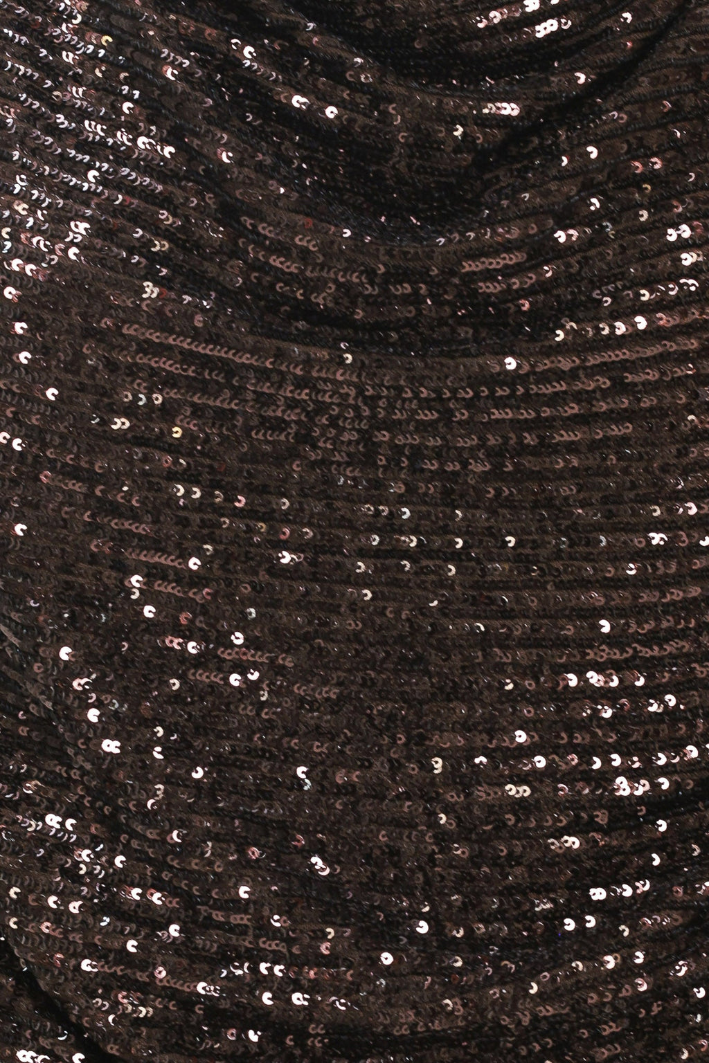 BRONZE GLOW BROWN SEQUIN COWL-NECK DOLMAN TOP