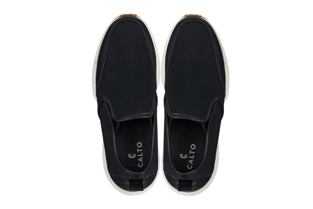 CALTO - J1433  - 3.3 Inches Taller (Black) - Casual Chunky Sole Sneaker Loafers