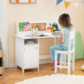 Kids Study Desk and Chair Set with Storage Cabinet