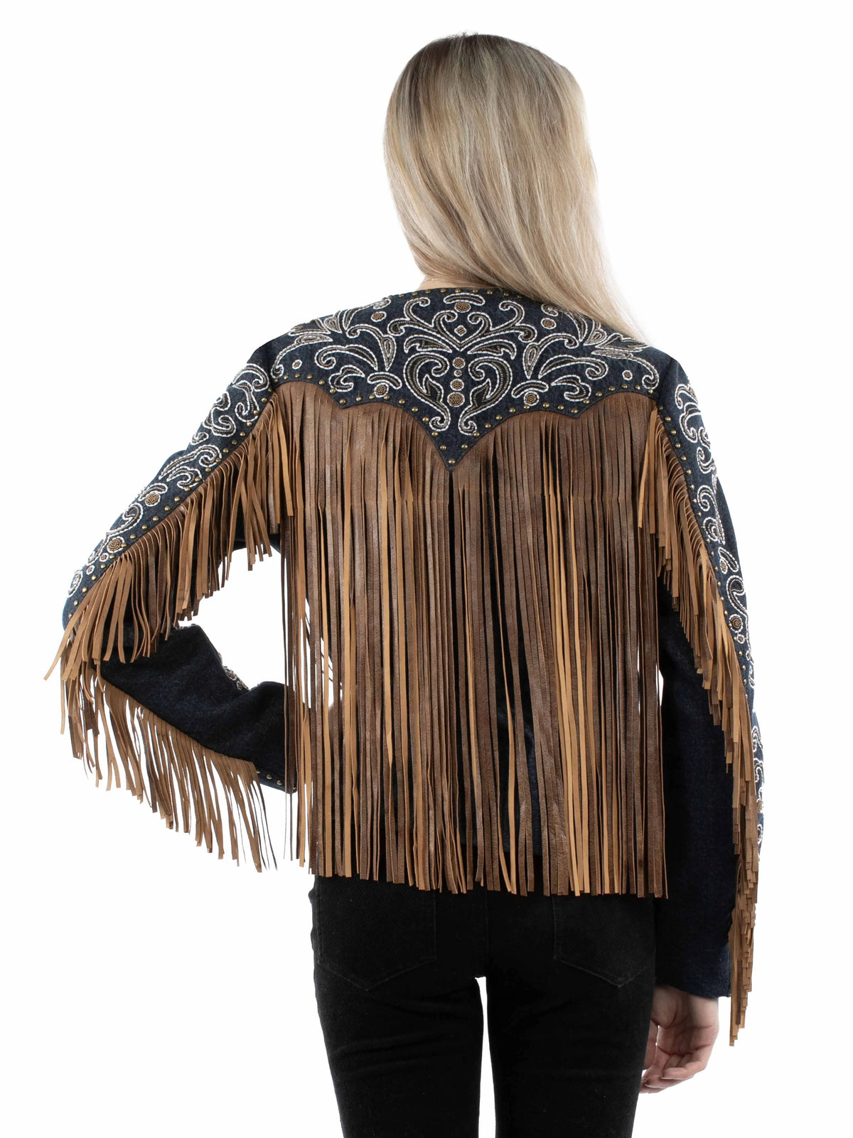 Scully Denim Fringe - Women's Leather Jacket