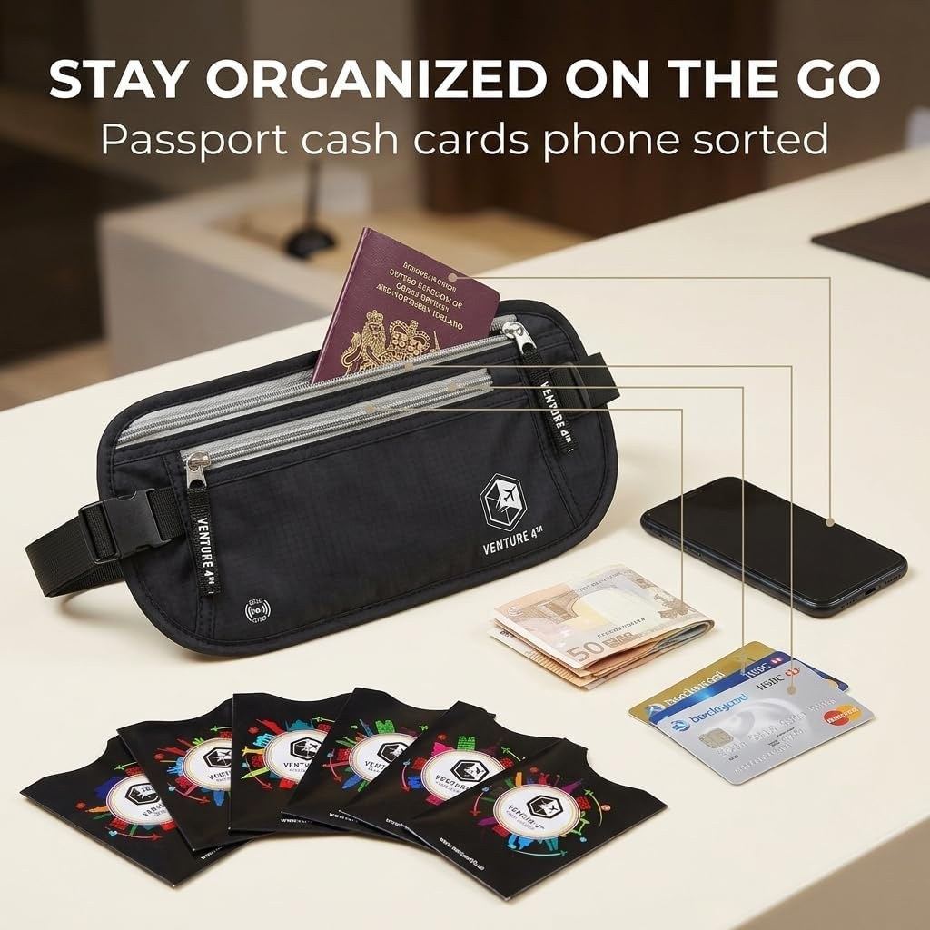 Travel Money Belt + RFID Sleeves