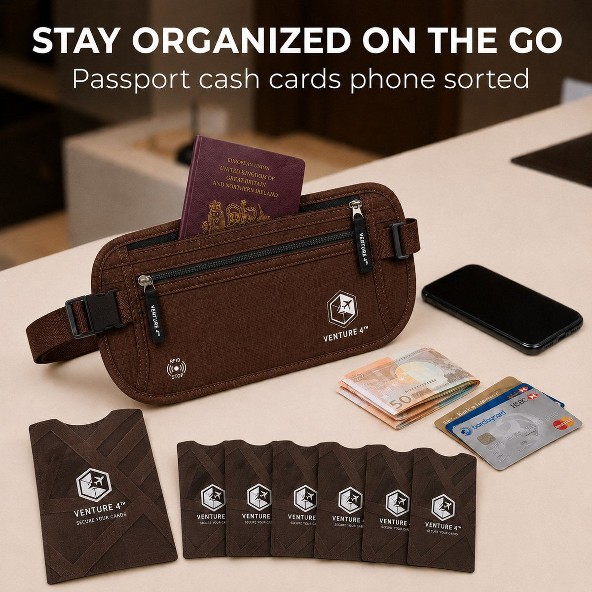 Travel Money Belt + RFID Sleeves