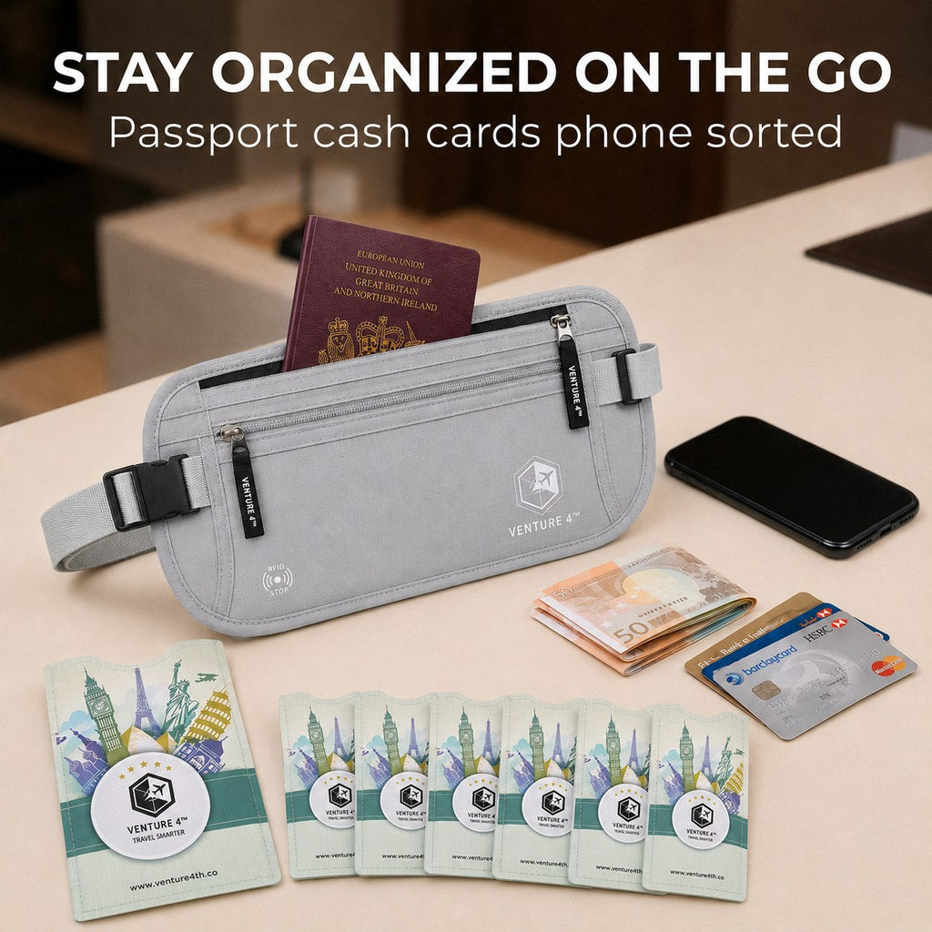 Travel Money Belt + RFID Sleeves