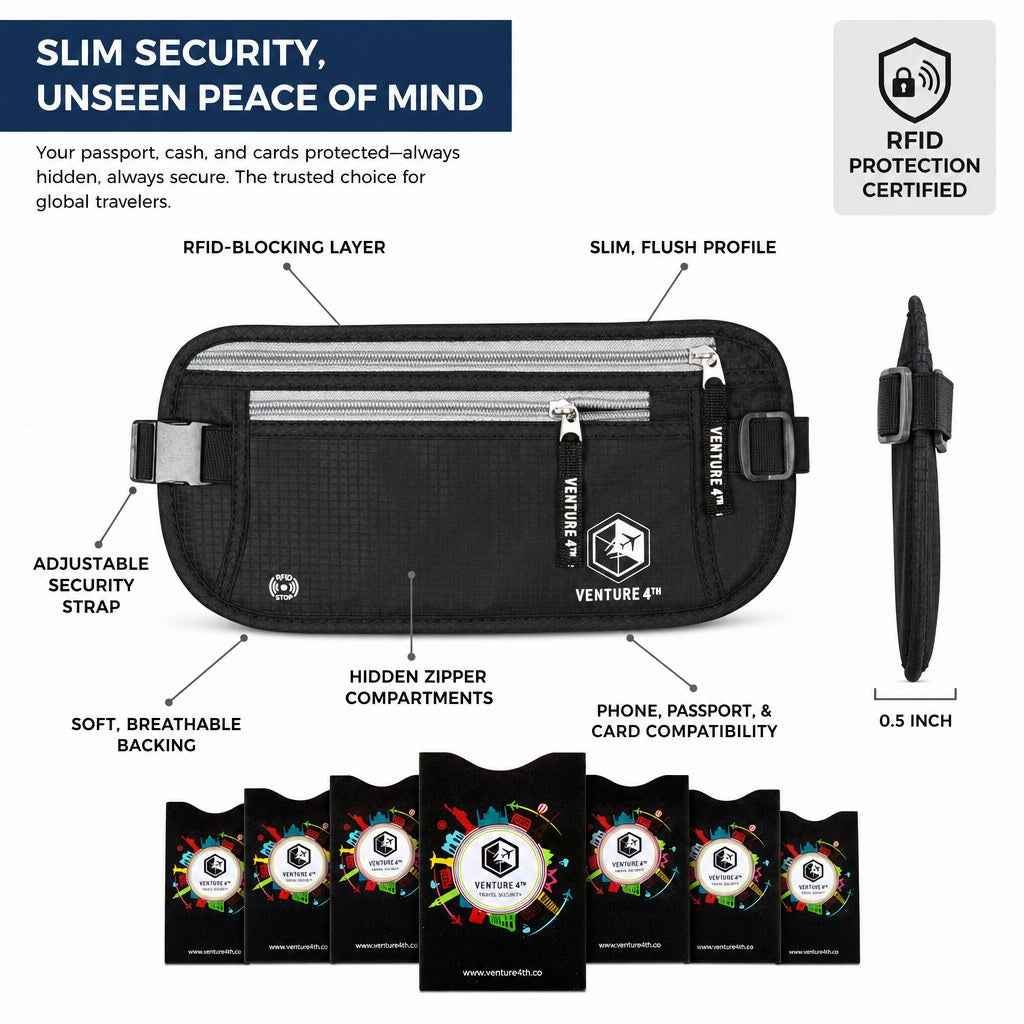 Travel Money Belt + RFID Sleeves