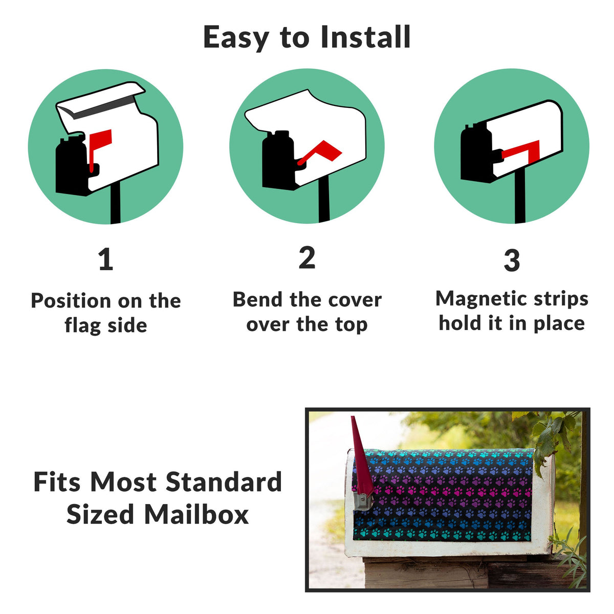 Rainbow Paws Magnetic Fabric Mailbox Cover