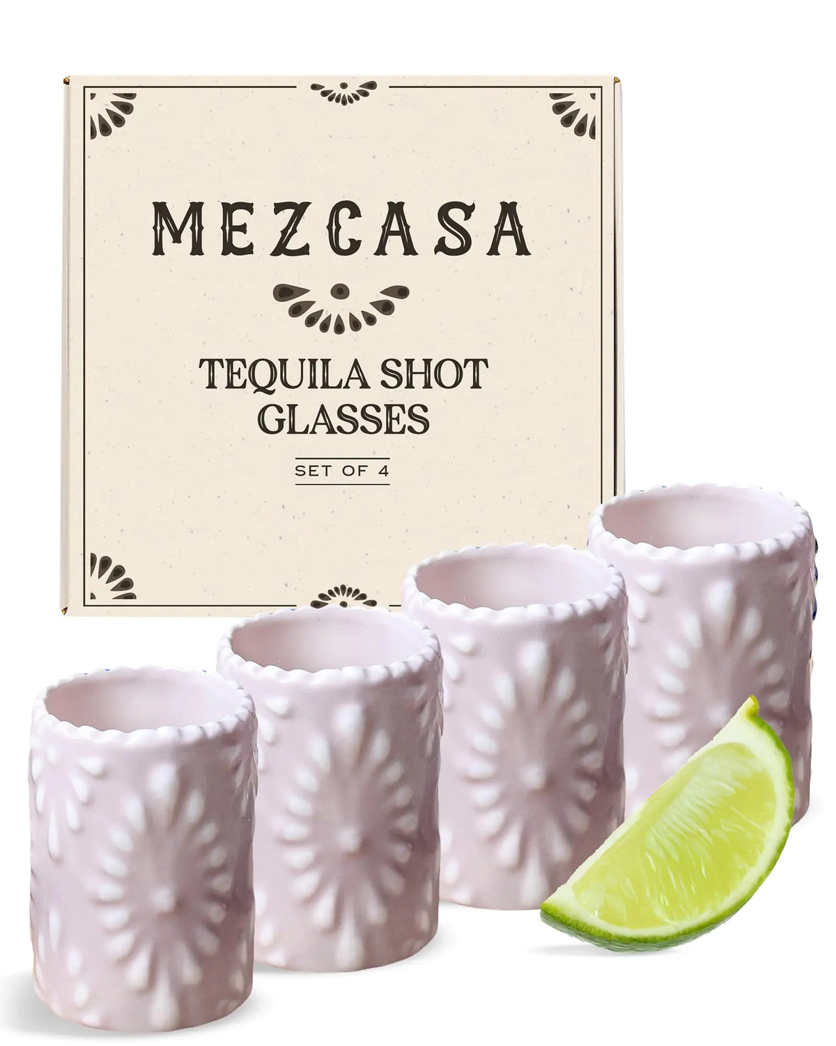 Set of 4 Talavera Shot Glasses — 100% Handmade Ceramic Tequila Shot Glasses