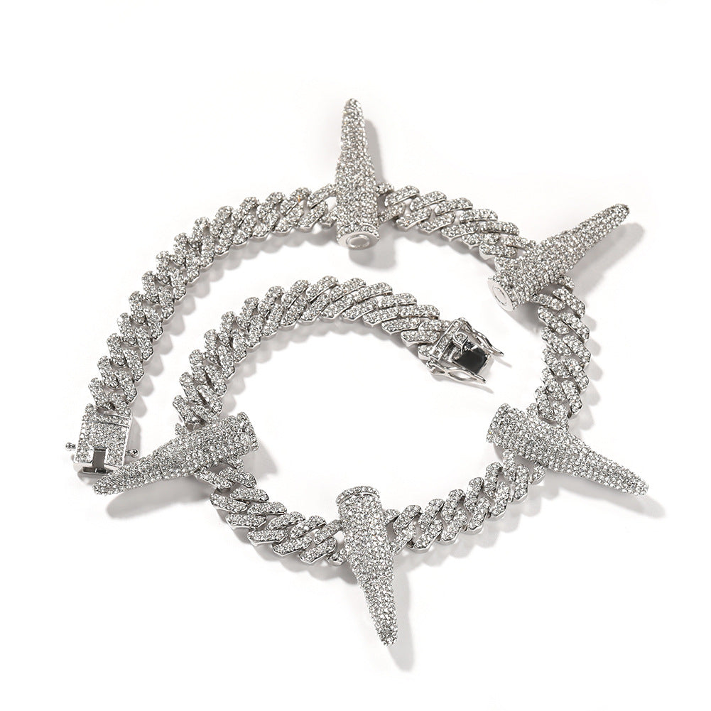 Hip-hop diamond-encrusted black panther necklace