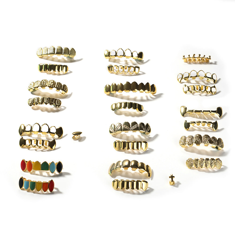Hip-hop polished braces with gold electroplating