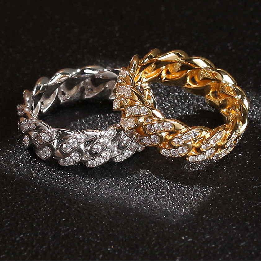 8mm Hip-hop Cubic Zirconia Cuban Link Ring