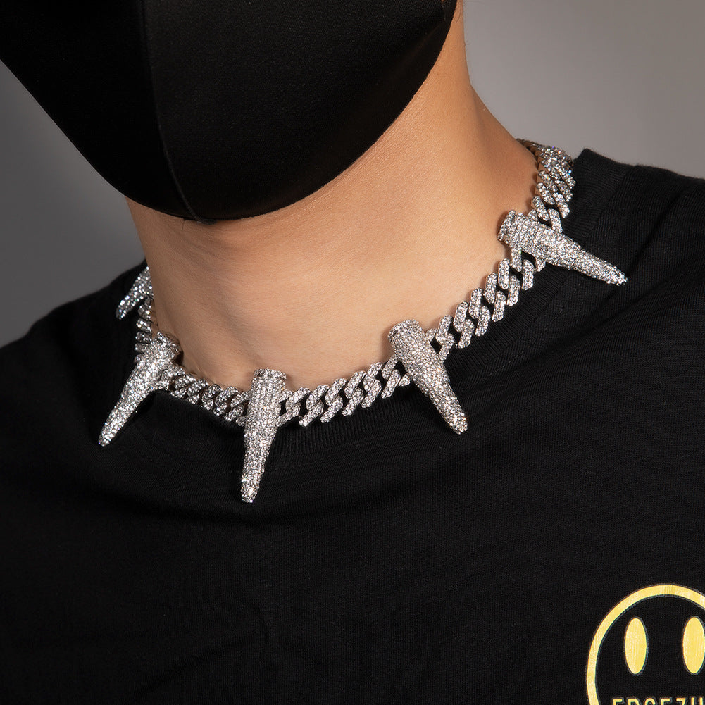 Hip-hop diamond-encrusted black panther necklace