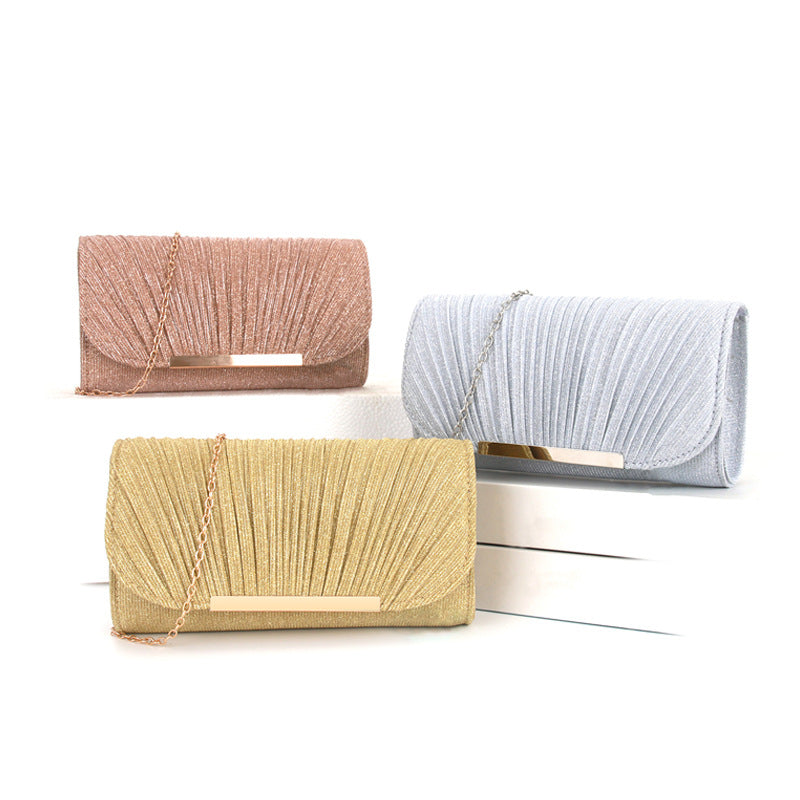 Pleated high sewing round bottom hand-held evening bag