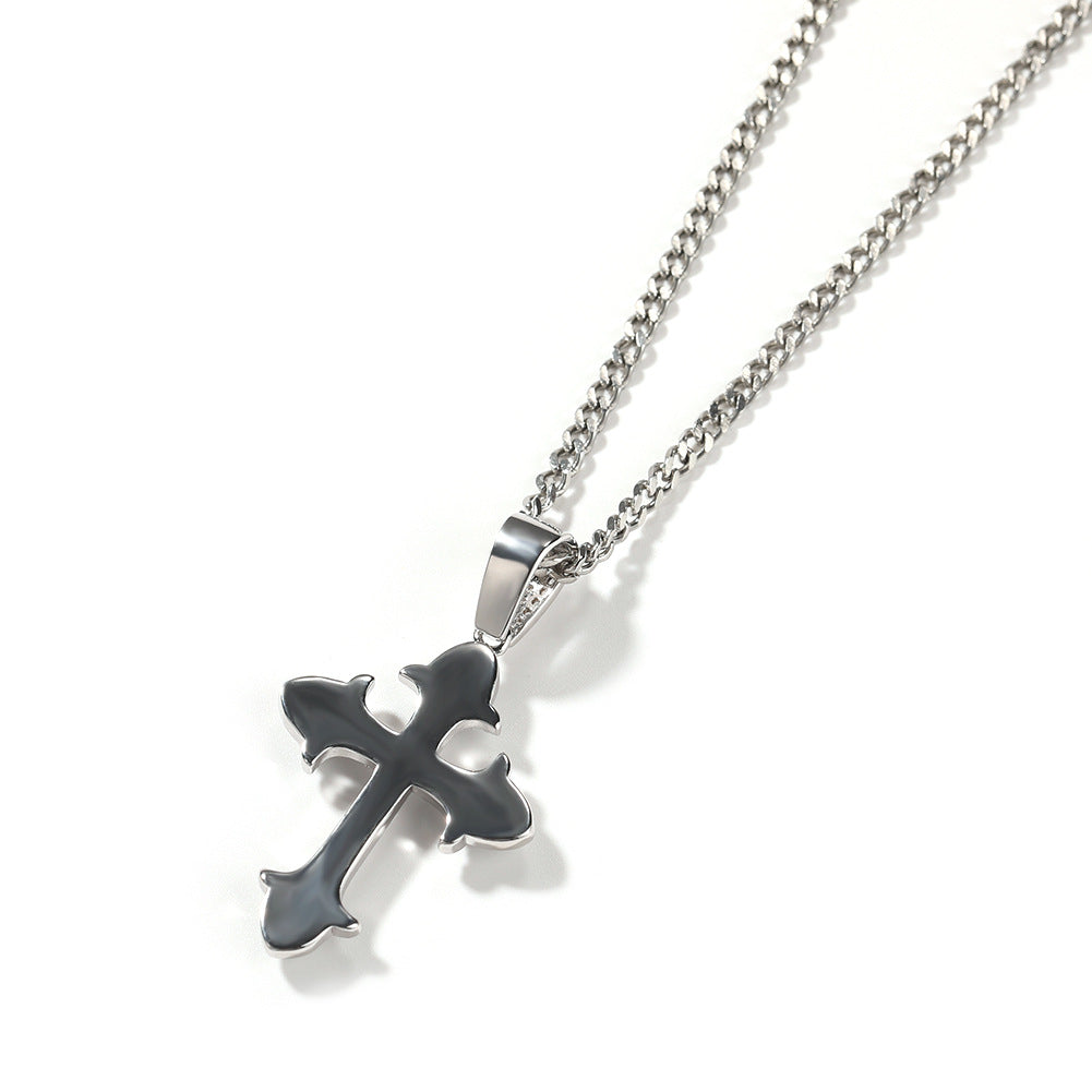 Hip-Hop Diamond-Encrusted Zircon Cross Necklace