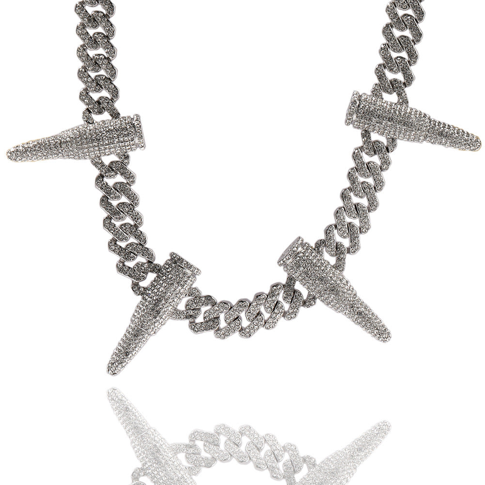 Hip-hop diamond-encrusted black panther necklace