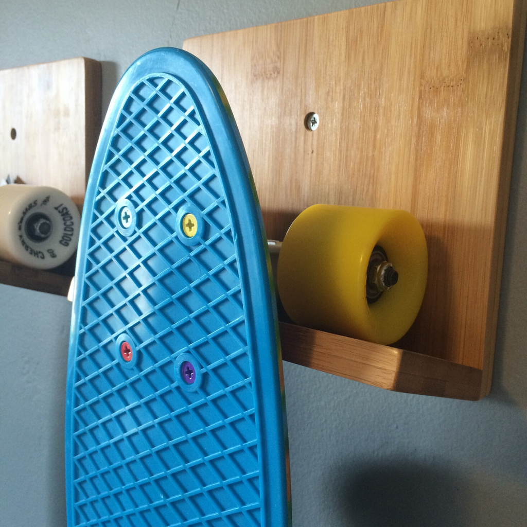 Bamboo Skateboard Wall Rack