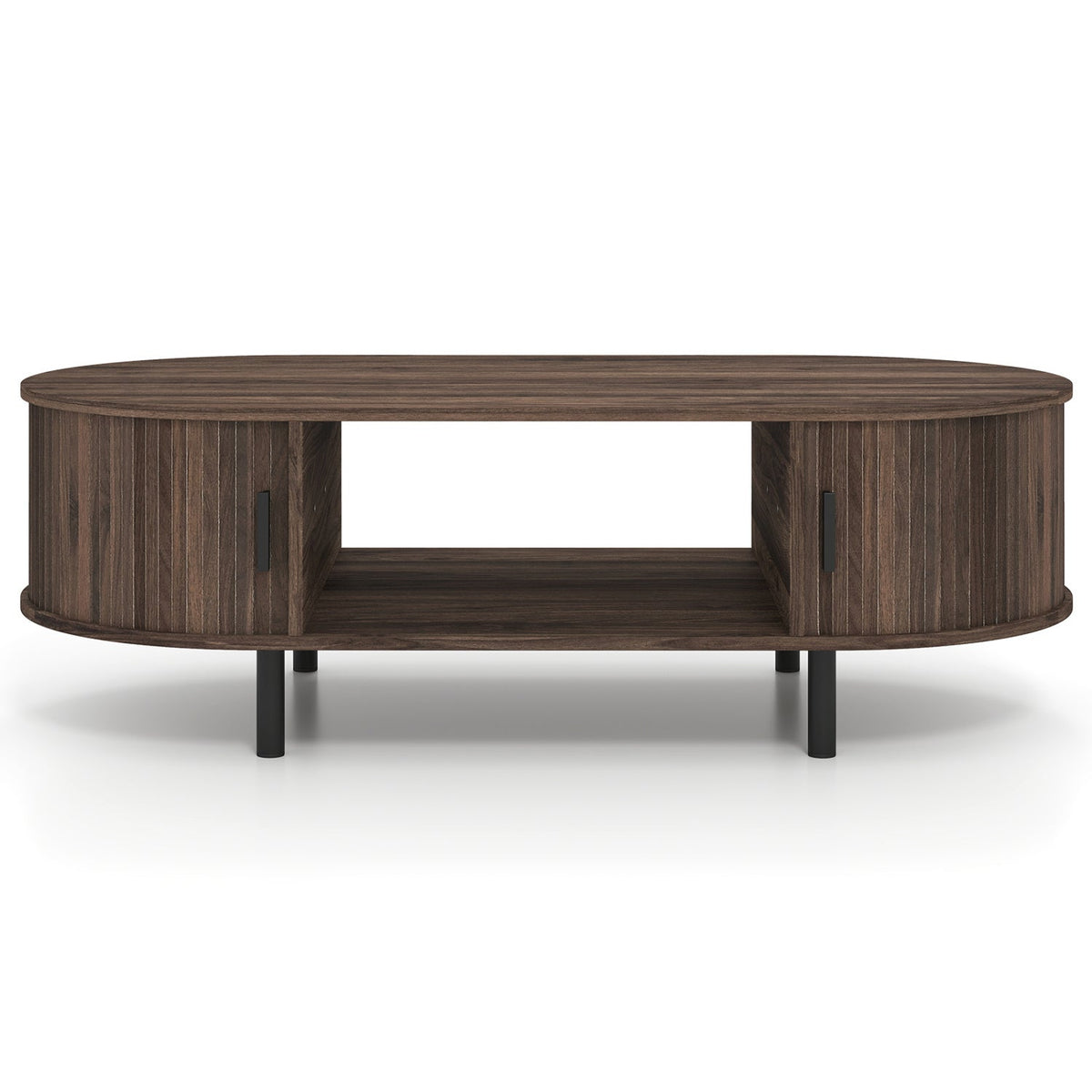 Oval Coffee Table 47.5inch Wooden Center Table with Storage
