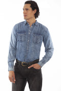 Scully Pleated Pockets - Men's Denim Shirt