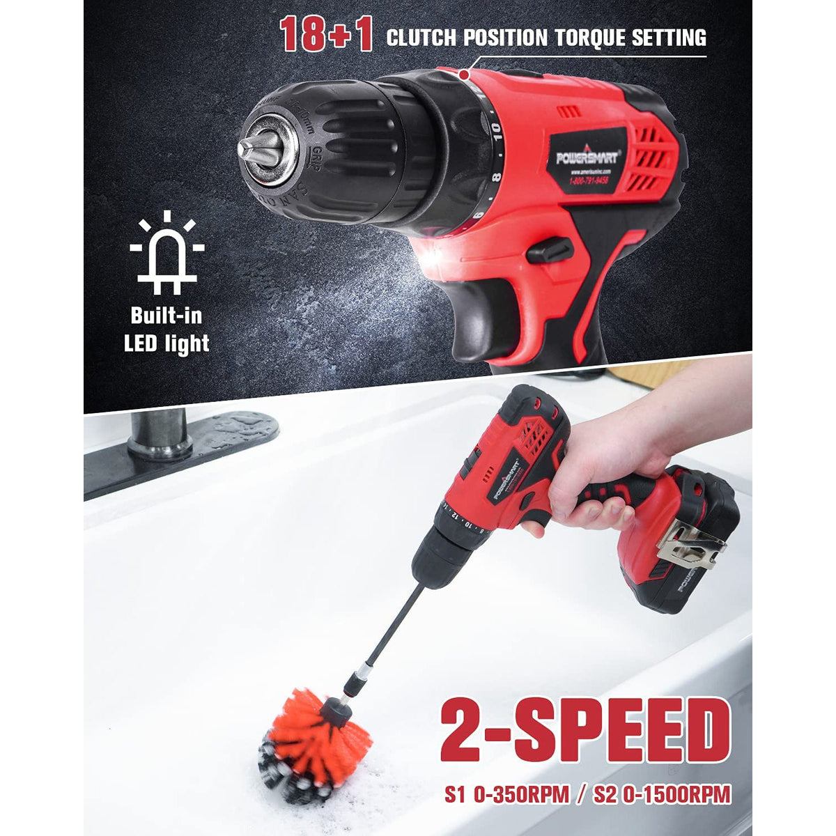 20V Cordless Drill Driver w/ Brushes, Battery & Charger Included PS76430A