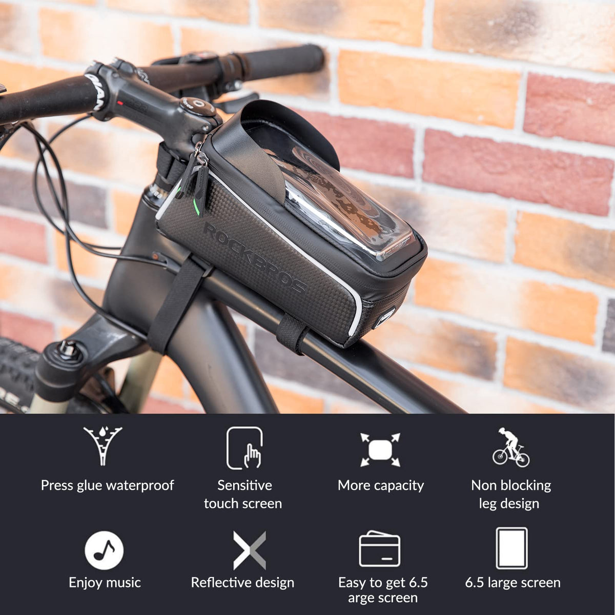 ROCKBROS Bike Phone Front Frame Bag Waterproof