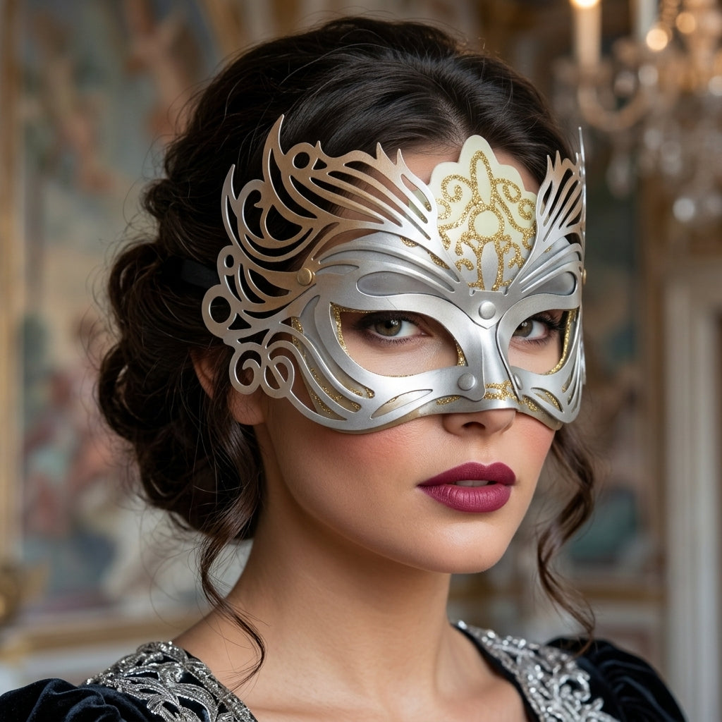 Gilded Elegance: Gold & Silver Mask