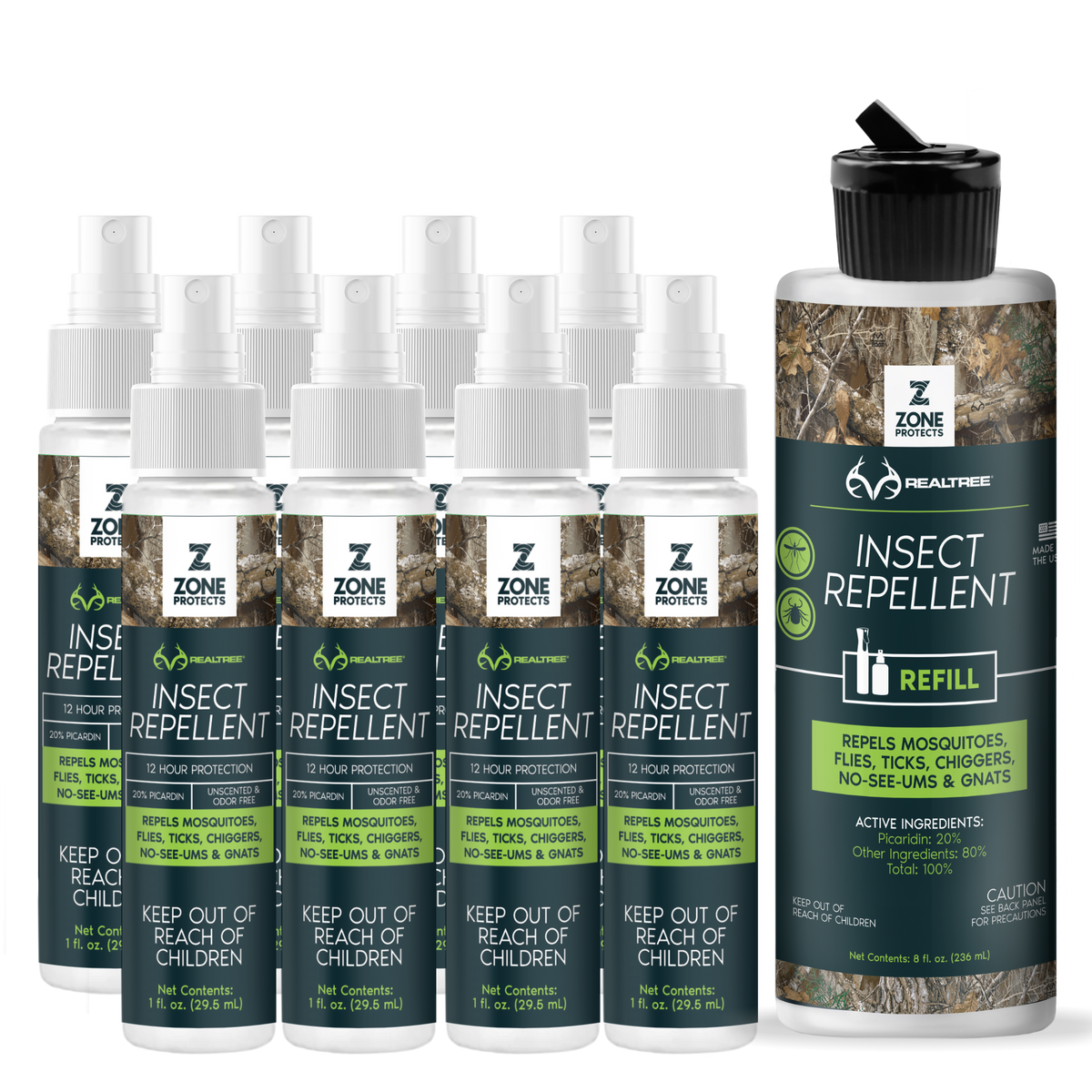Zone Realtree Hunter's Pack Insect Repellent Spray, 1oz Case + Refill