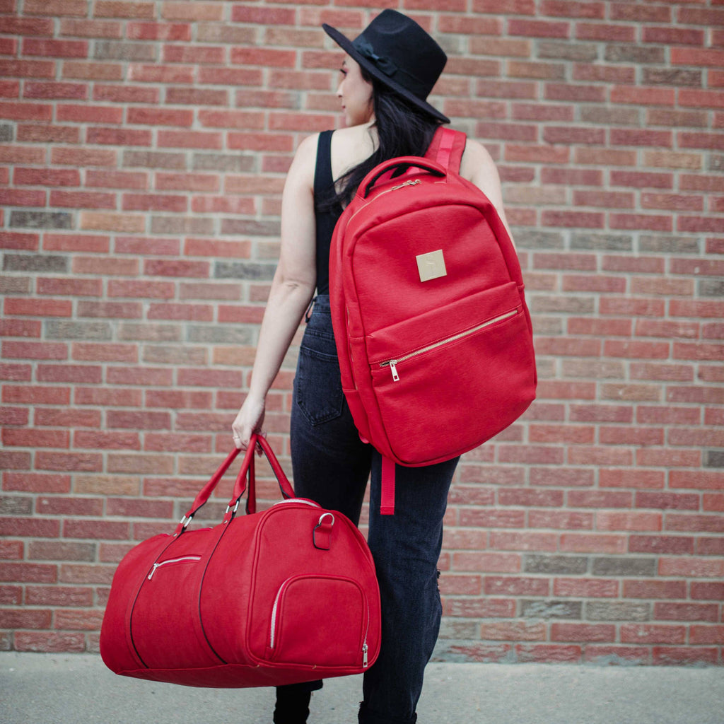 Red Leather Commuter Bag