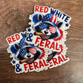 Red, White, & Feral – American Flag Raccoon | UV Printed Leather Hat Patch