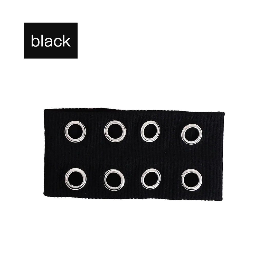 Punk Wide Elastic Eyelet Headband for Women