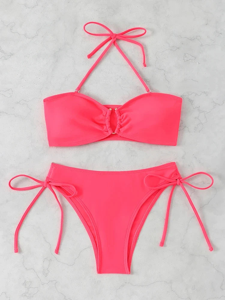 Sexy High Waist Bikini Beach Women's Swimsuit 2026 Two-piece Bathing Suit Woman Swimwear Bandeau Bikinis Sets Brazilian Biquini