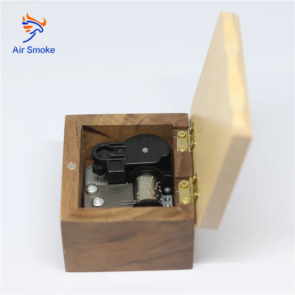 Wooden Music Box Black Sankyo 18-Movement For Alice You Are My Sunshine DIY Birthday Gift Home Decoration