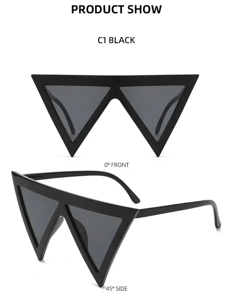 Oversized Triangle Punk Shiled Sunglasses Women Big Frame 2025 Luxury Brand Windproof Eyewear For Ladies UV400 Goggle Shades